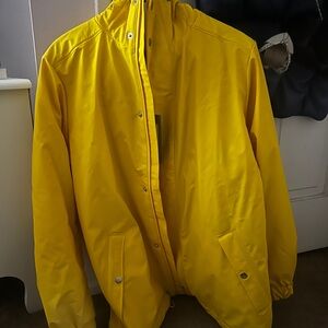 Rains Yellow Raincoat with Water-Resistant Glossy Finish